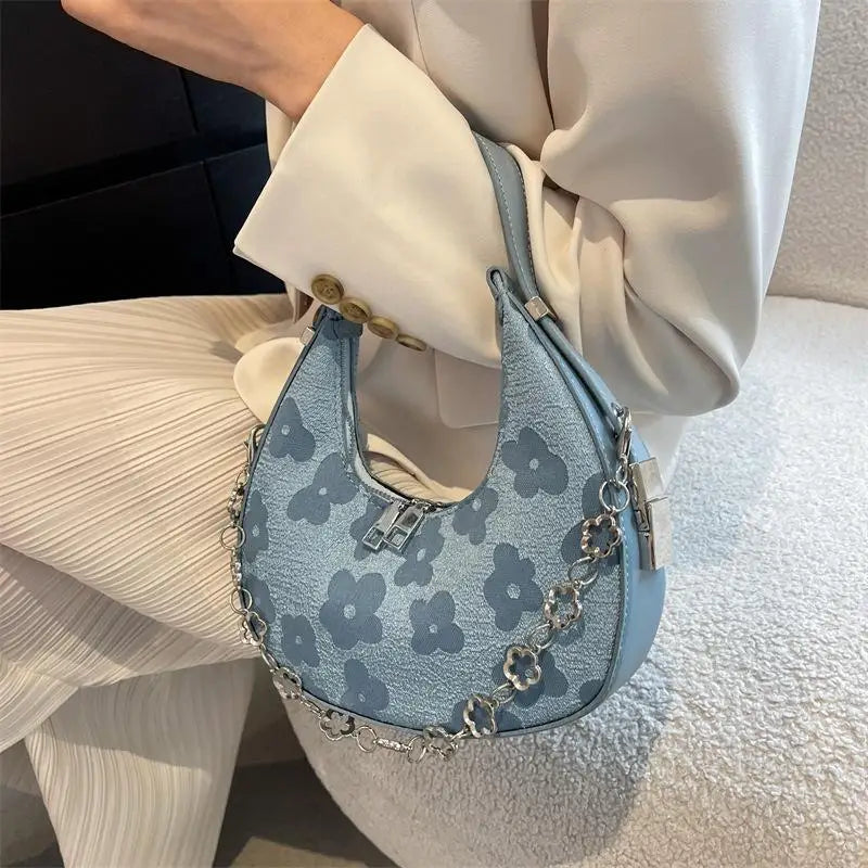 Autumn Ladies Handbags Casual Polyester Crescent Bag Chain Shoulder Bag