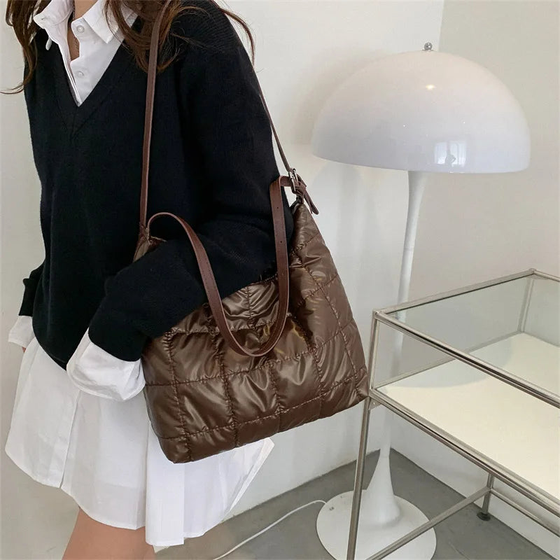 Large Capacity Women's Down Shoulder Bags Casual Tote Bag