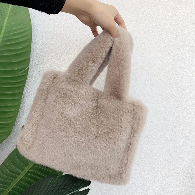 Autumn/Winter Women's High Fur Plush Tote Bag