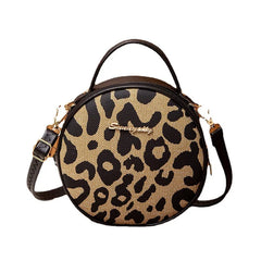 Leopard Print Messenger Round Bag for Women