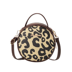 Leopard Print Messenger Round Bag for Women