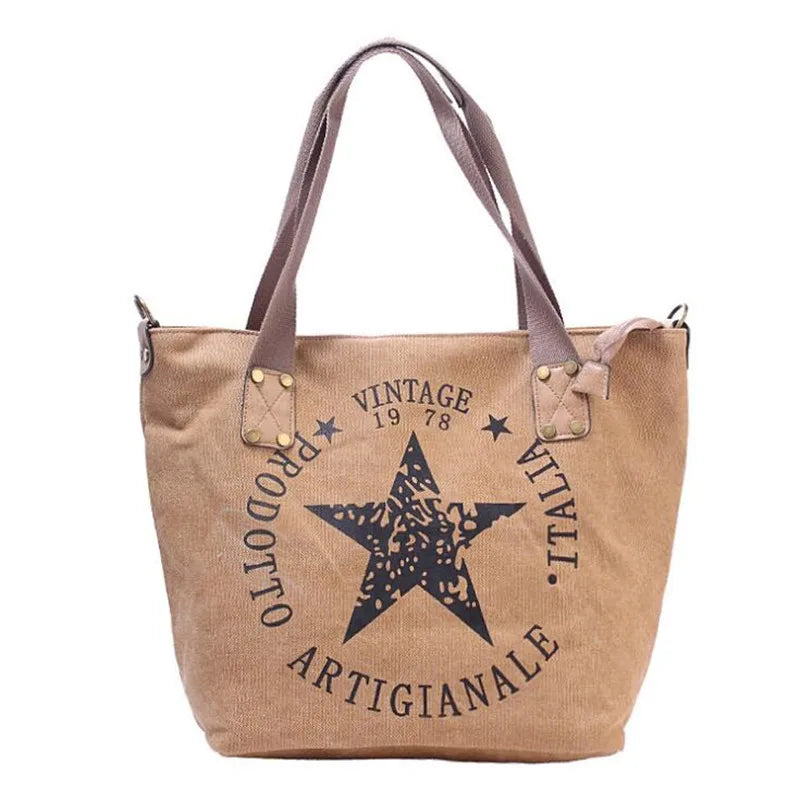 Vintage Canvas Shoulder Bag Women Travel Tote Multifunctional Bolsos