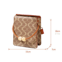 Beaded Shoulder Bag Mini Purse Top Handle Small Phone Pocket Brown