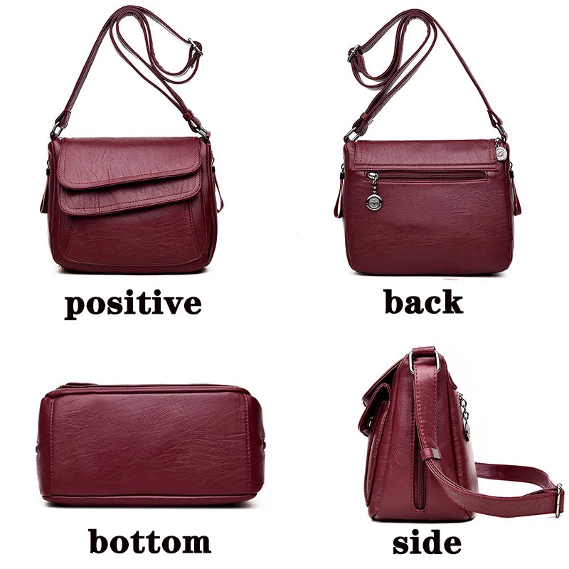 Large Capacity Leather Crossbody Bag for Summer