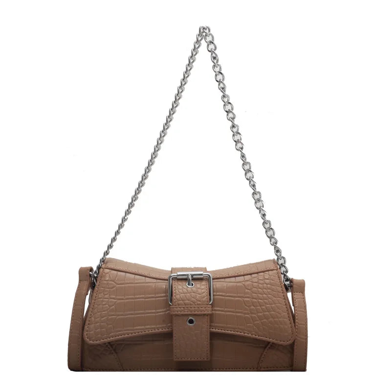 Crocodile Pattern Women's Underarm Bag Chain Messenger Handbag