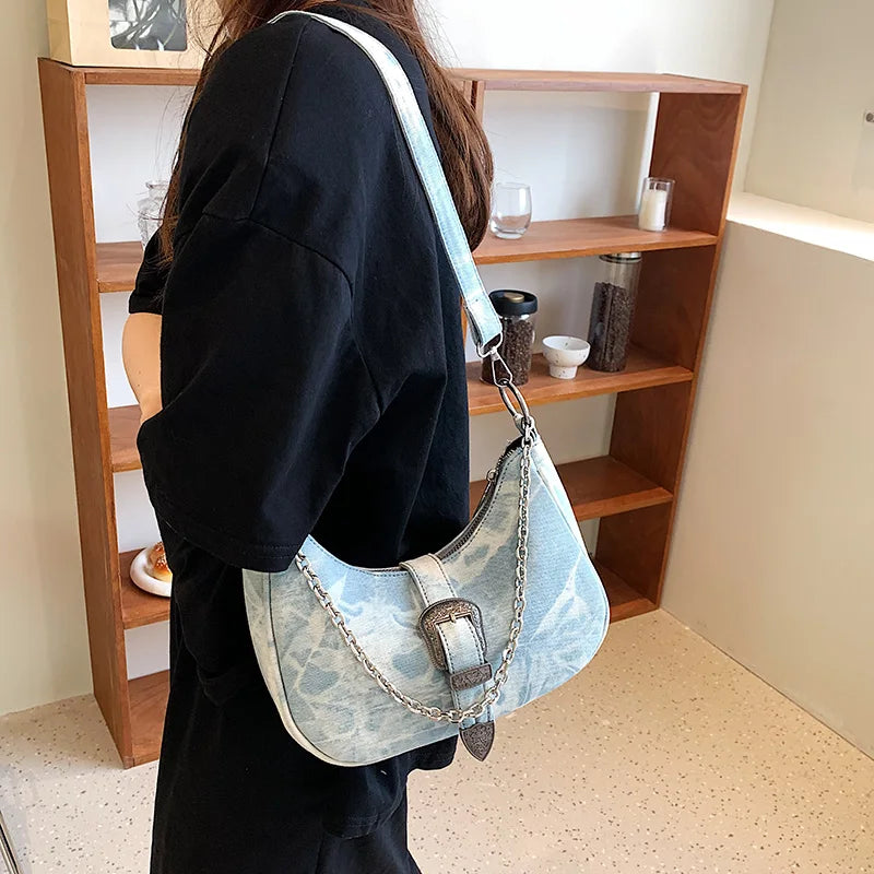 Denim Armpit Bags for Women Purses and Handbags Shoulder Bag Satchel