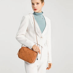 Women Braided Shoulder Bag Mini Woven Flap Phone Bag