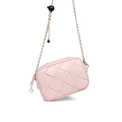 Women Braided Shoulder Bag Mini Woven Flap Phone Bag