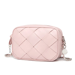 Women Braided Shoulder Bag Mini Woven Flap Phone Bag