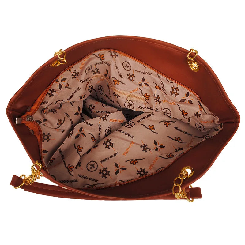 Canvas Striped Women's Bag with Tassel Chain