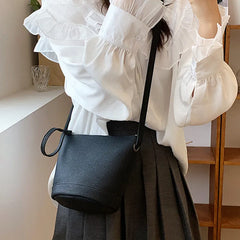 Women's Bucket Shoulder Bag Leather Crossbody Handbag