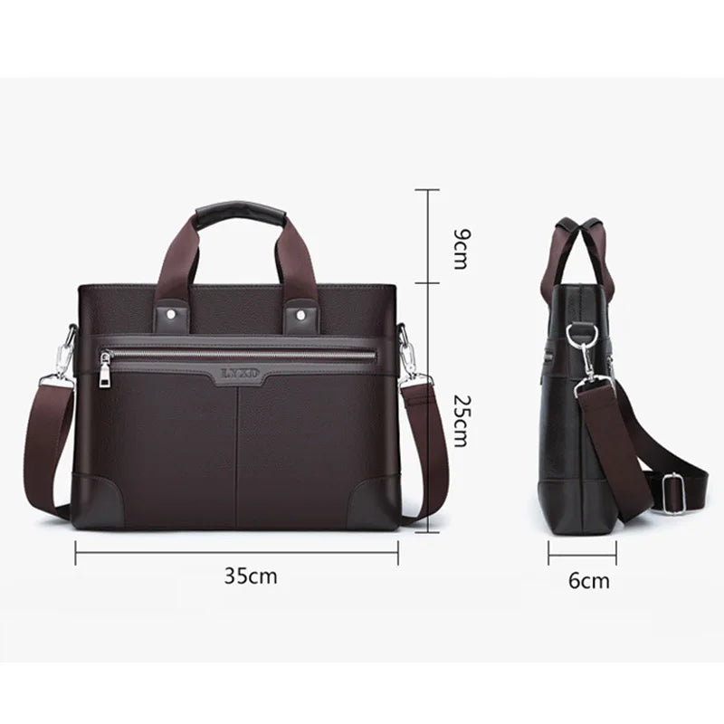 Men's PU Leather Briefcase Shoulder Bag Laptop Handbag Messenger Tote