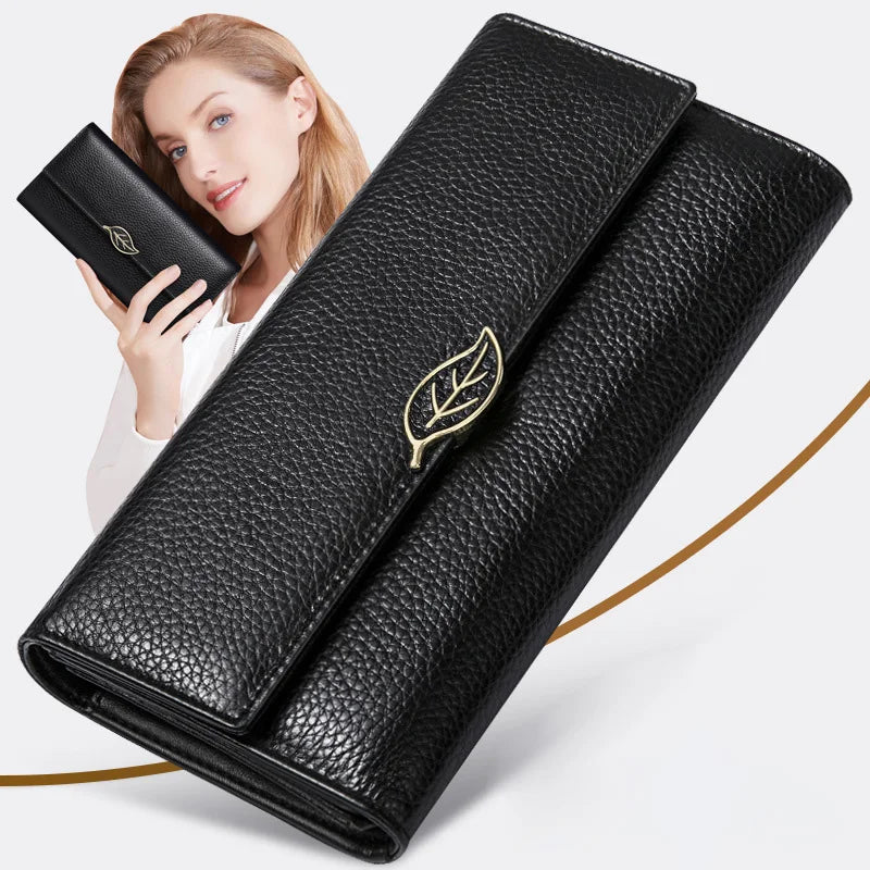 Capacity Leather Women Wallets Long Purse Ladies Clutch Real Leather Wall