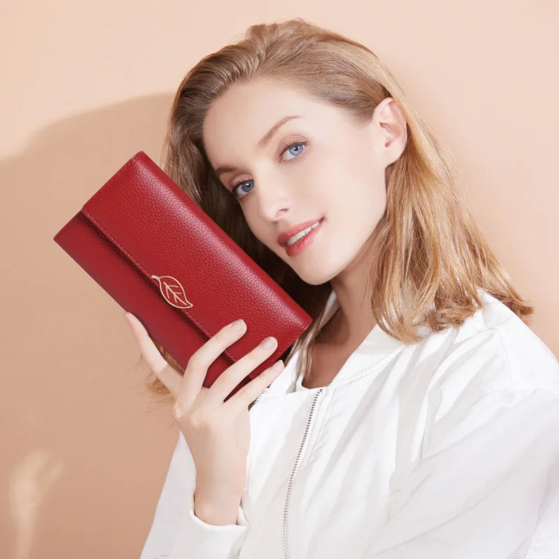 Capacity Leather Women Wallets Long Purse Ladies Clutch Real Leather Wall