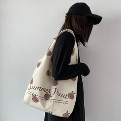 Korea Style Fruit Print Tote Bag Purse Handbag Eco-Friendly Canvas
