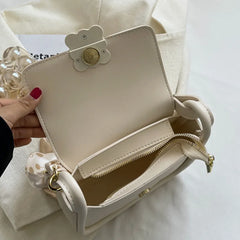 Women's Chain Shoulder Bag Small Flap Handbag with Silk Scarf Messenger Bag