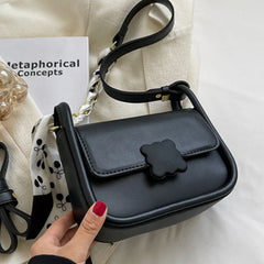 Women's Chain Shoulder Bag Small Flap Handbag with Silk Scarf Messenger Bag