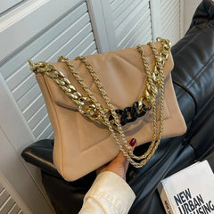 Vintage Lady's Chain Messenger Bag French Style Female Handbag