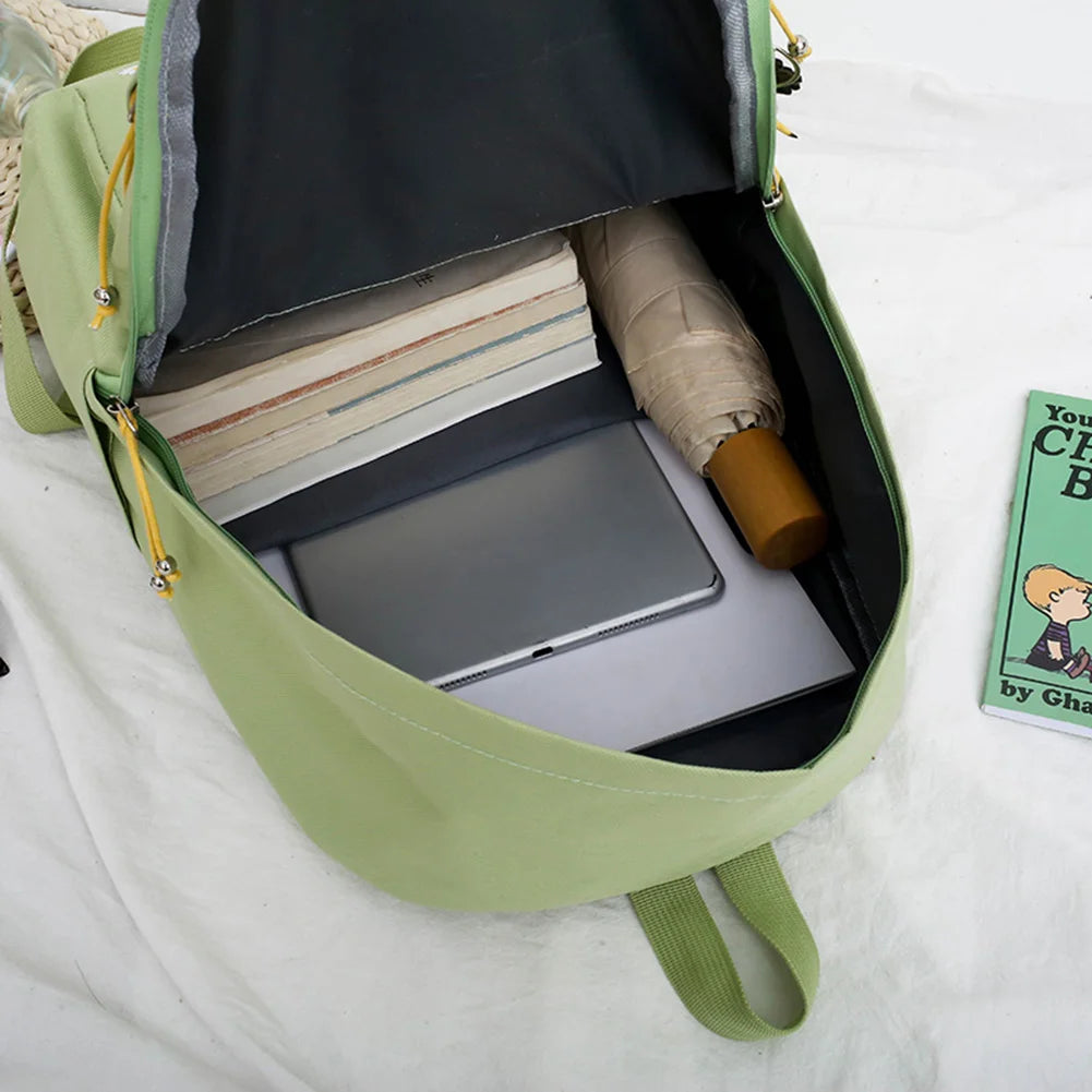 Classic Novel Daisy Canvas Schoolbag Computer Bag Set