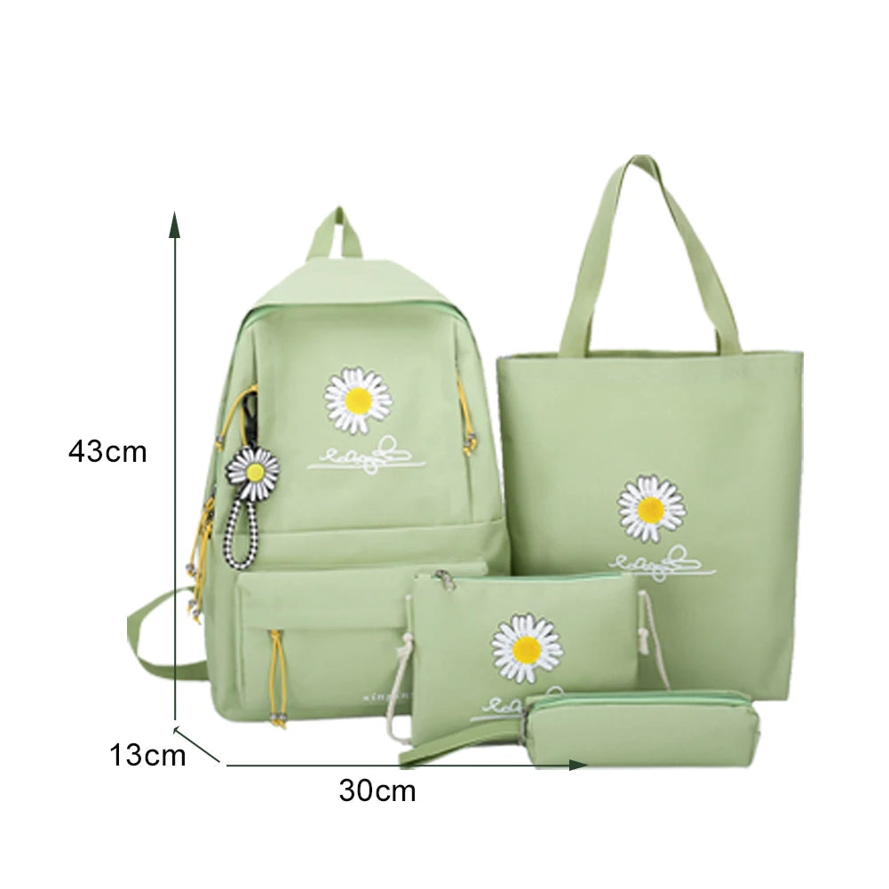 Classic Novel Daisy Canvas Schoolbag Computer Bag Set