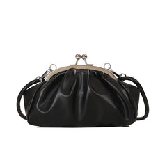 Cloud Shoulder Bags For Female Pleated Clip Soft Leather Crossbody Bags