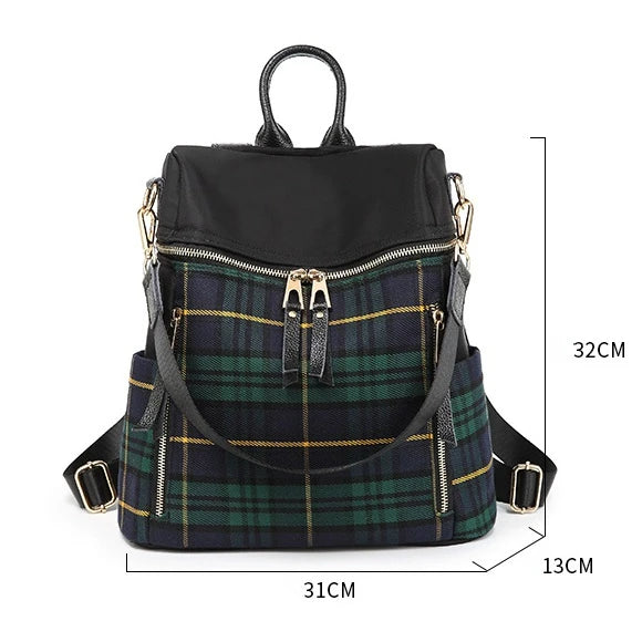 Plaid Light Women's Backpack Easy-to-take Dual-use Travel Bag