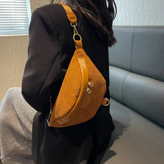 Corduroy Waist Bag Canvas Shoulder Crossbody Phone Chest Bag