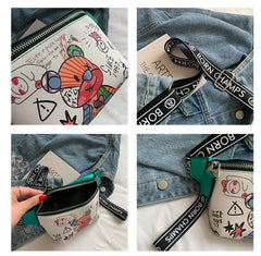 Women's Bear Pattern Leather Waist Bag Travel Fanny Pack