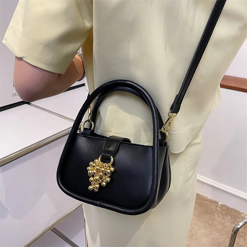 Grape Beading PU Leather Tote Bag for Women