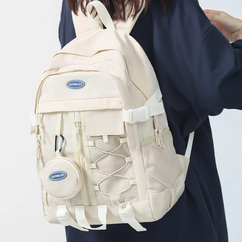Waterproof Multi-Pocket Nylon School Backpack for Students