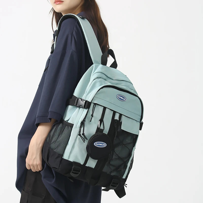 Waterproof Multi-Pocket Nylon School Backpack for Students