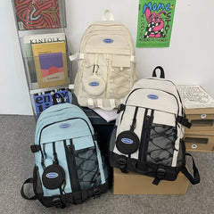 Waterproof Multi-Pocket Nylon School Backpack for Students