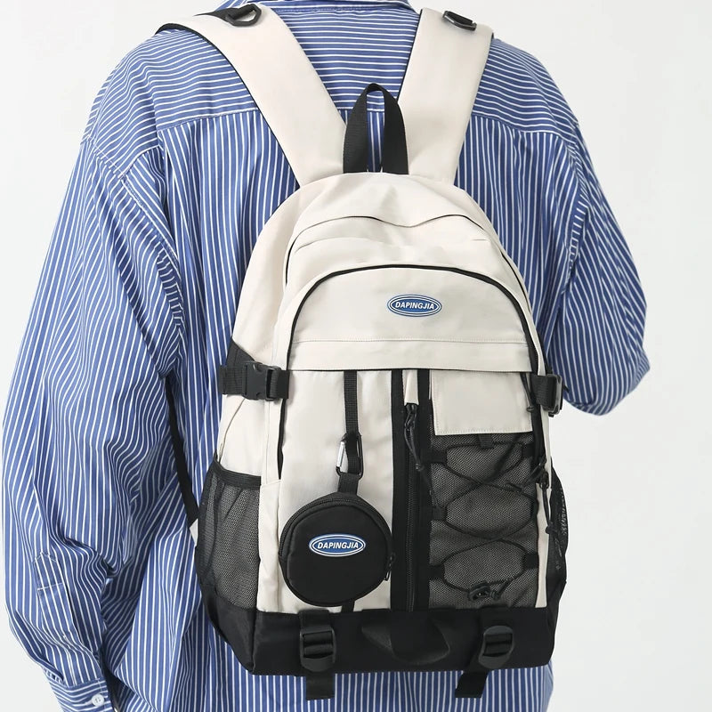 Waterproof Multi-Pocket Nylon School Backpack for Students