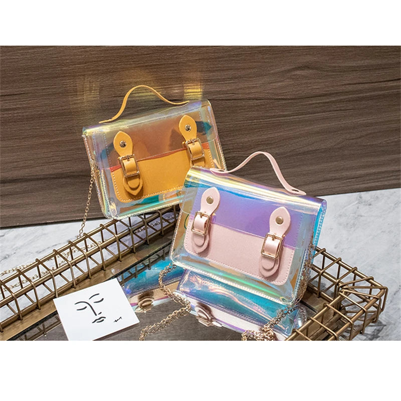 Women Transparent Bucket Bag Clear PVC Jelly Small Shoulder Female Chain Crossbo