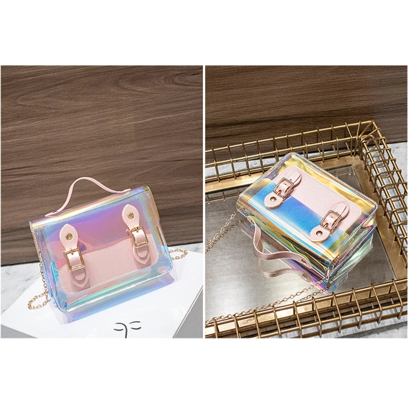 Women Transparent Bucket Bag Clear PVC Jelly Small Shoulder Female Chain Crossbo