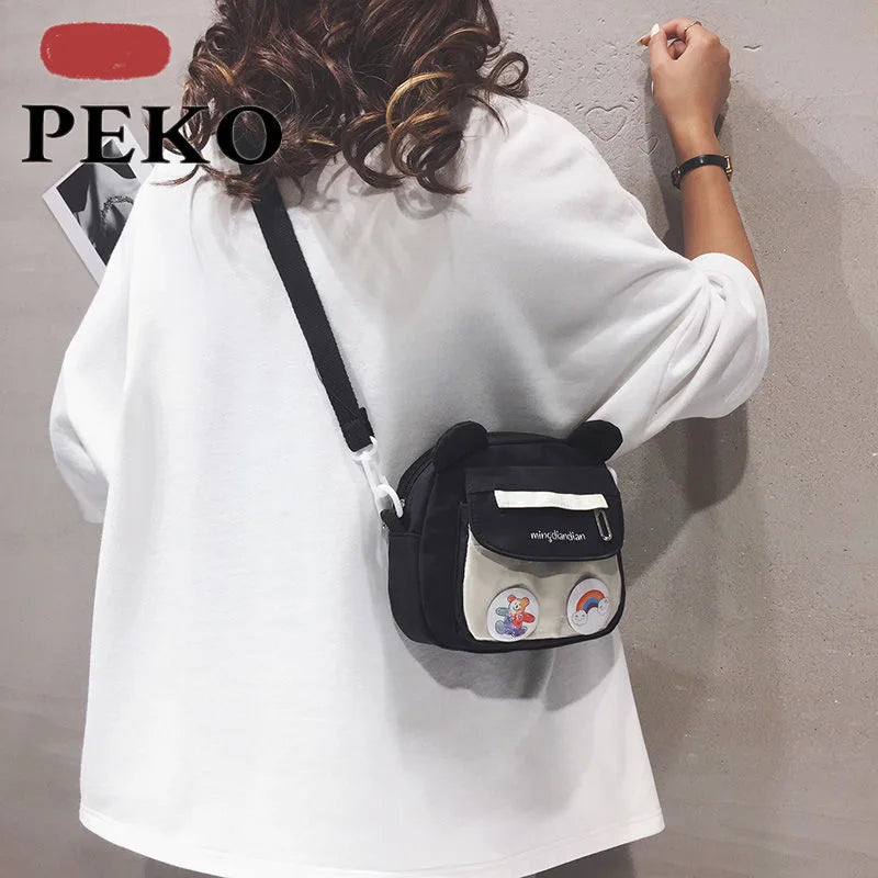 Women Bear Canvas Shoulder Bag High Capacity S...