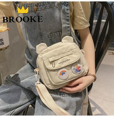Women Bear Canvas Shoulder Bag High Capacity S...