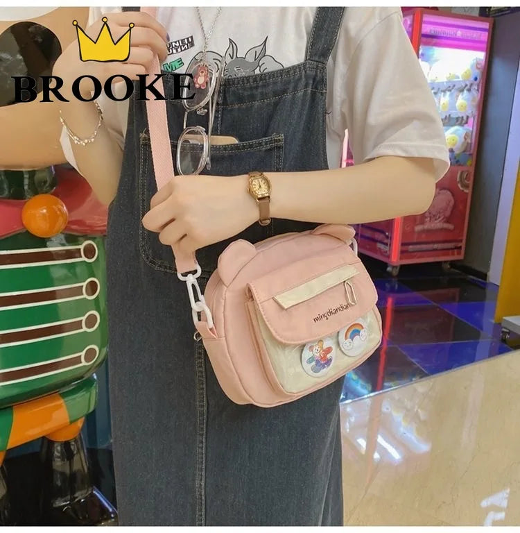 Women Bear Canvas Shoulder Bag High Capacity S...