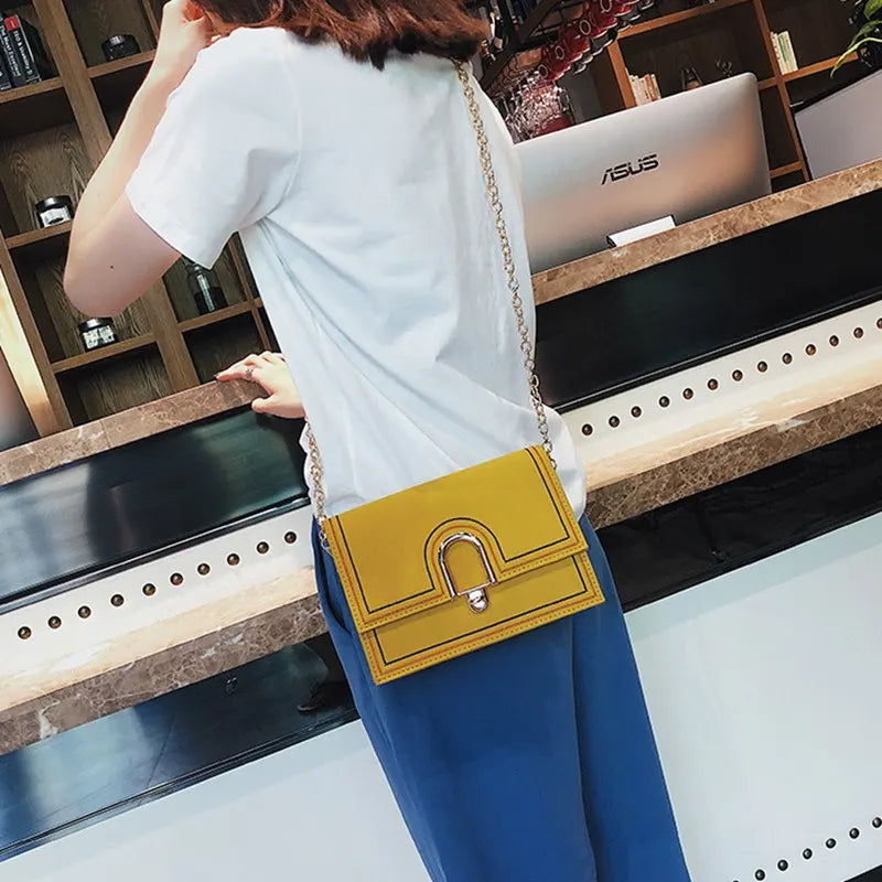 Yellow Crossbody Bag Women PU Leather Sling Shoulder Bag KL720