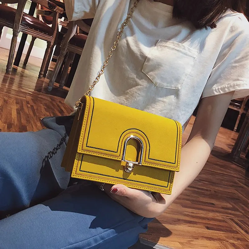 Yellow Crossbody Bag Women PU Leather Sling Shoulder Bag KL720
