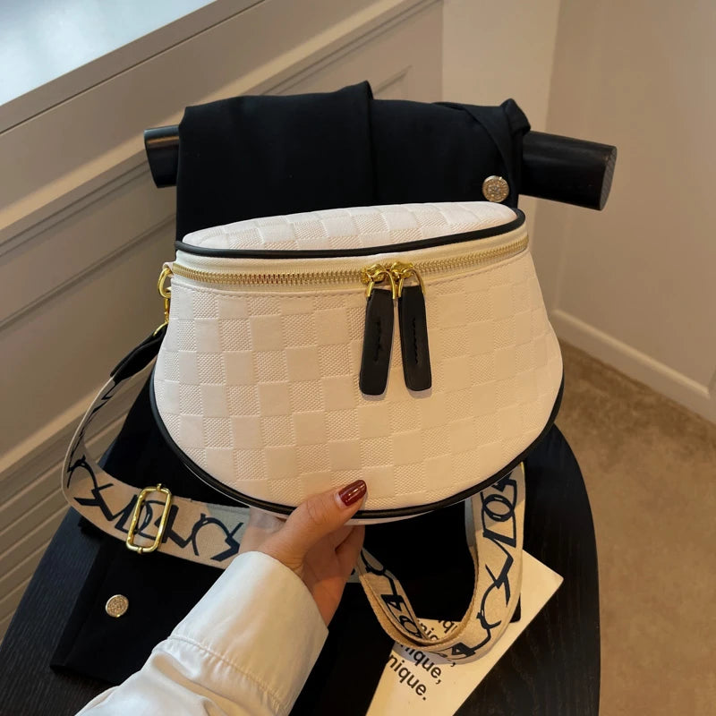 Crossbody Bag Pu Leather Soft Messenger Bags For Ladies Zipper Wide Shoulder