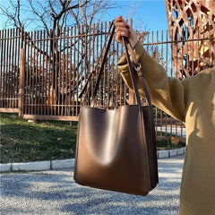 Women Leather Shoulder Bag Large Capacity Solid Totes Handbag