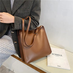 Women Leather Shoulder Bag Large Capacity Solid Totes Handbag