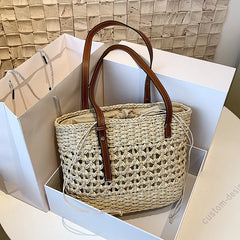 Woven Straw Crossbody Bag for Women Summer Beach Handbag