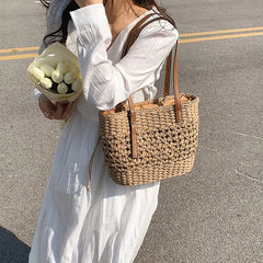 Woven Straw Crossbody Bag for Women Summer Beach Handbag