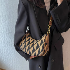 Retro Women Canvas Underarm Half Moon Bags