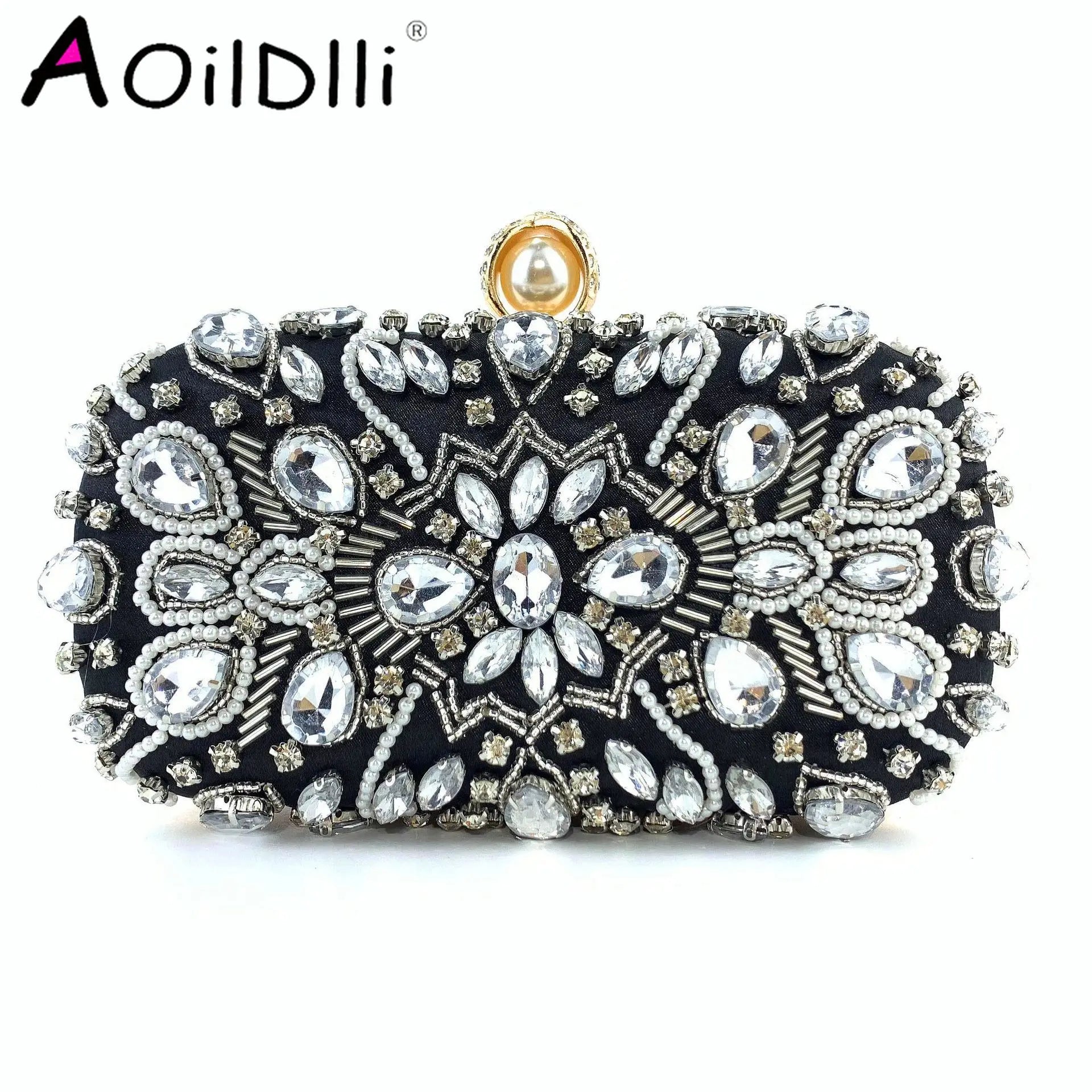 Diamond Colorful Stone Clutch Wedding Purse Shoulder Bag