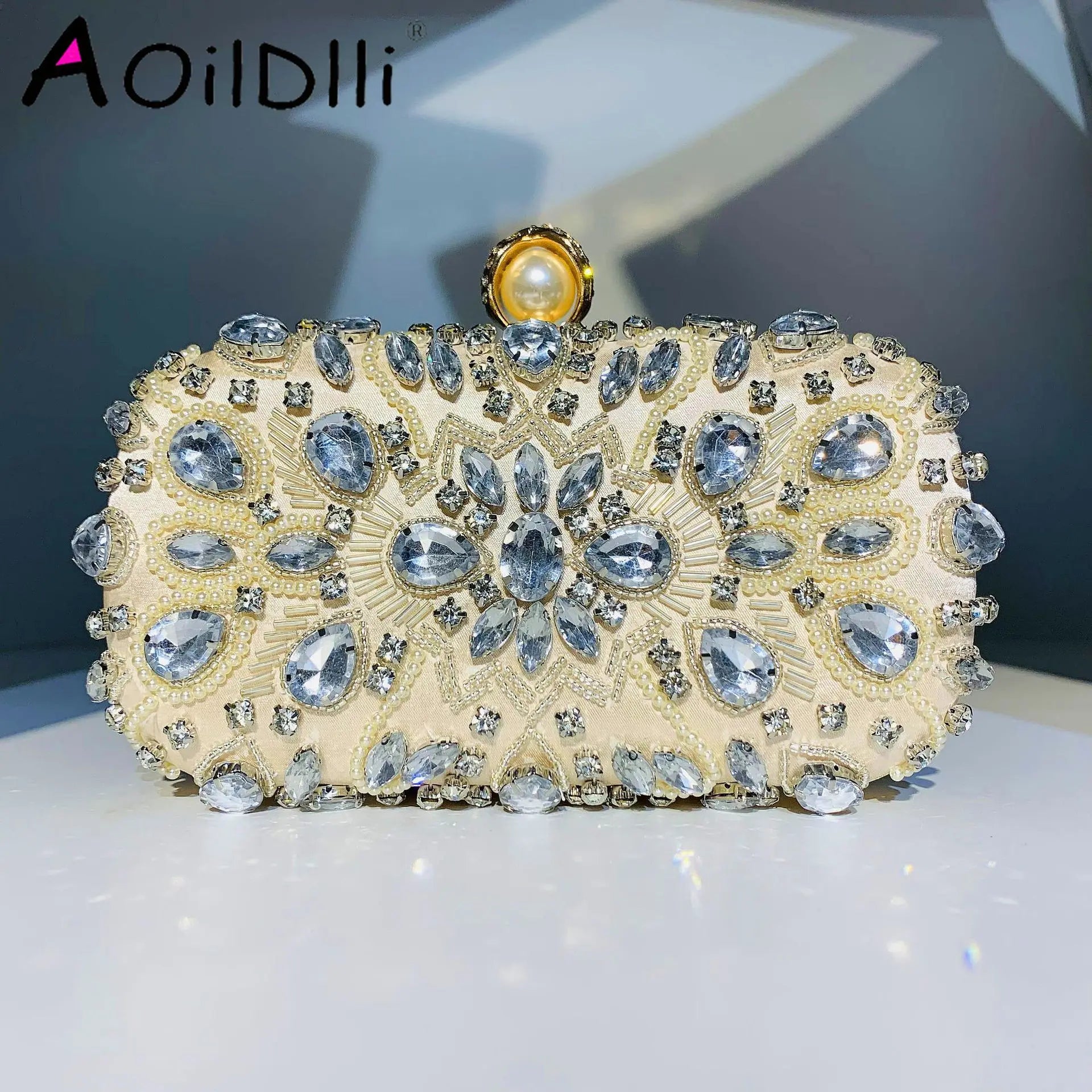 Diamond Colorful Stone Clutch Wedding Purse Shoulder Bag