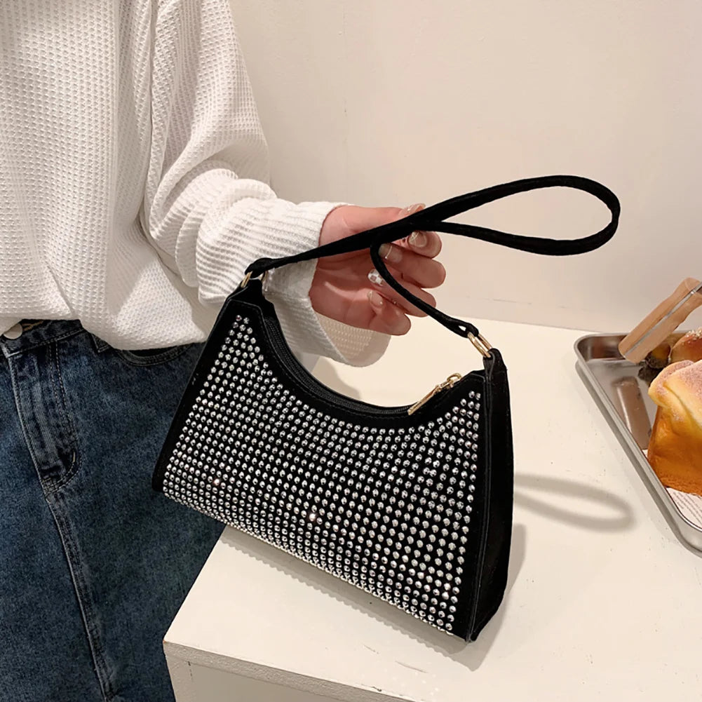 Diamond Underarm Bags for Women PU Leather Handbag Shoulder Messenger Bag