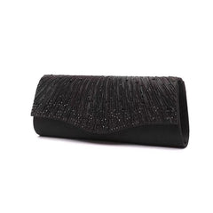 Satin Rhinestone Evening Bag Glitter Clutch Wedding Party Purse Chain